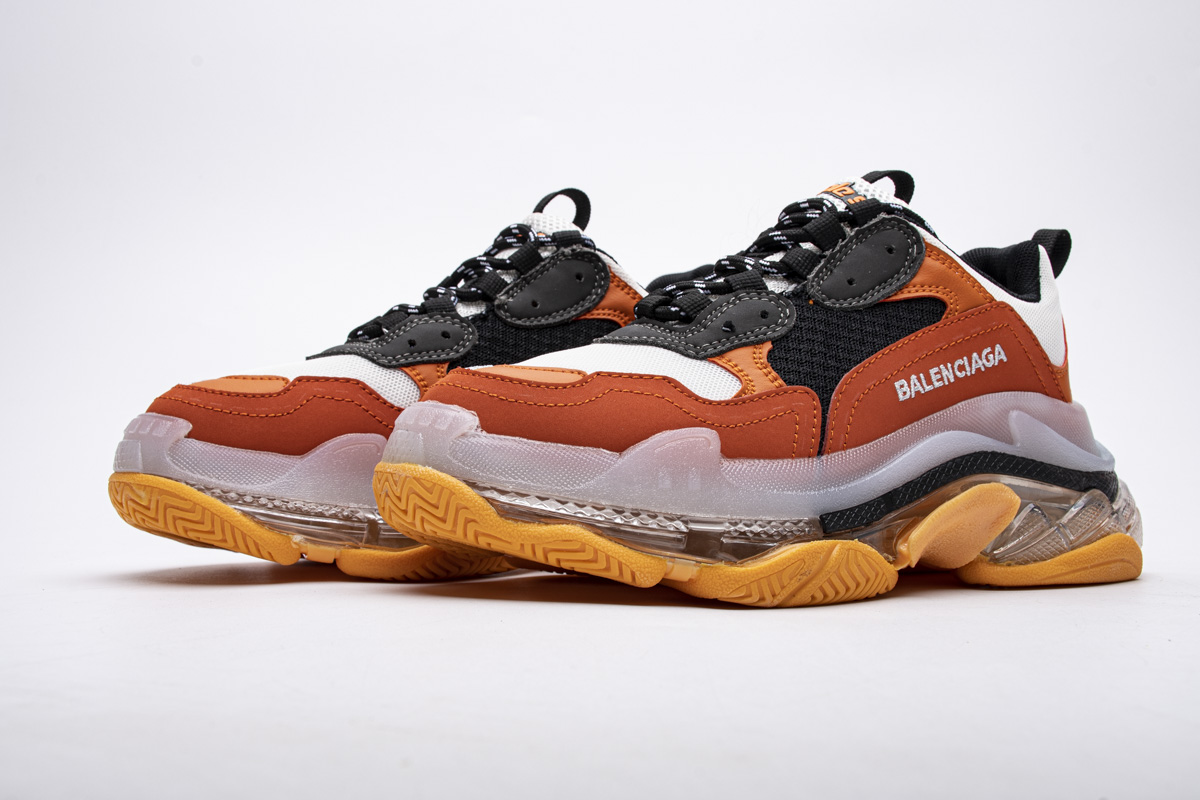 Triple S Clear Sole Orange and White Shuangpin
