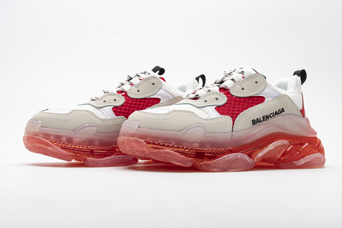 Triple S Clear Sole White and Red Shuangpin