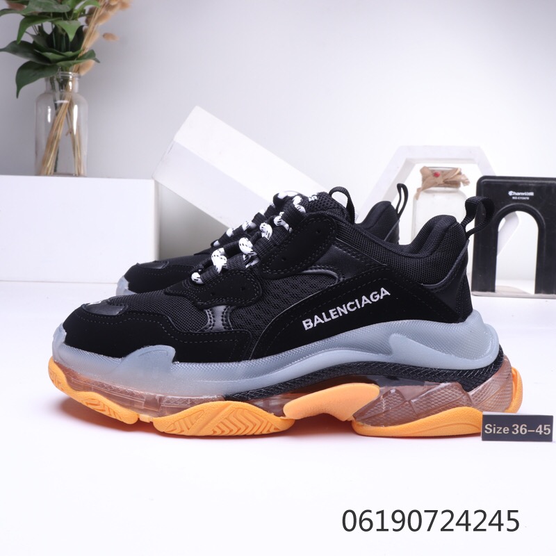 Triple S Clear Sole Black and orange double